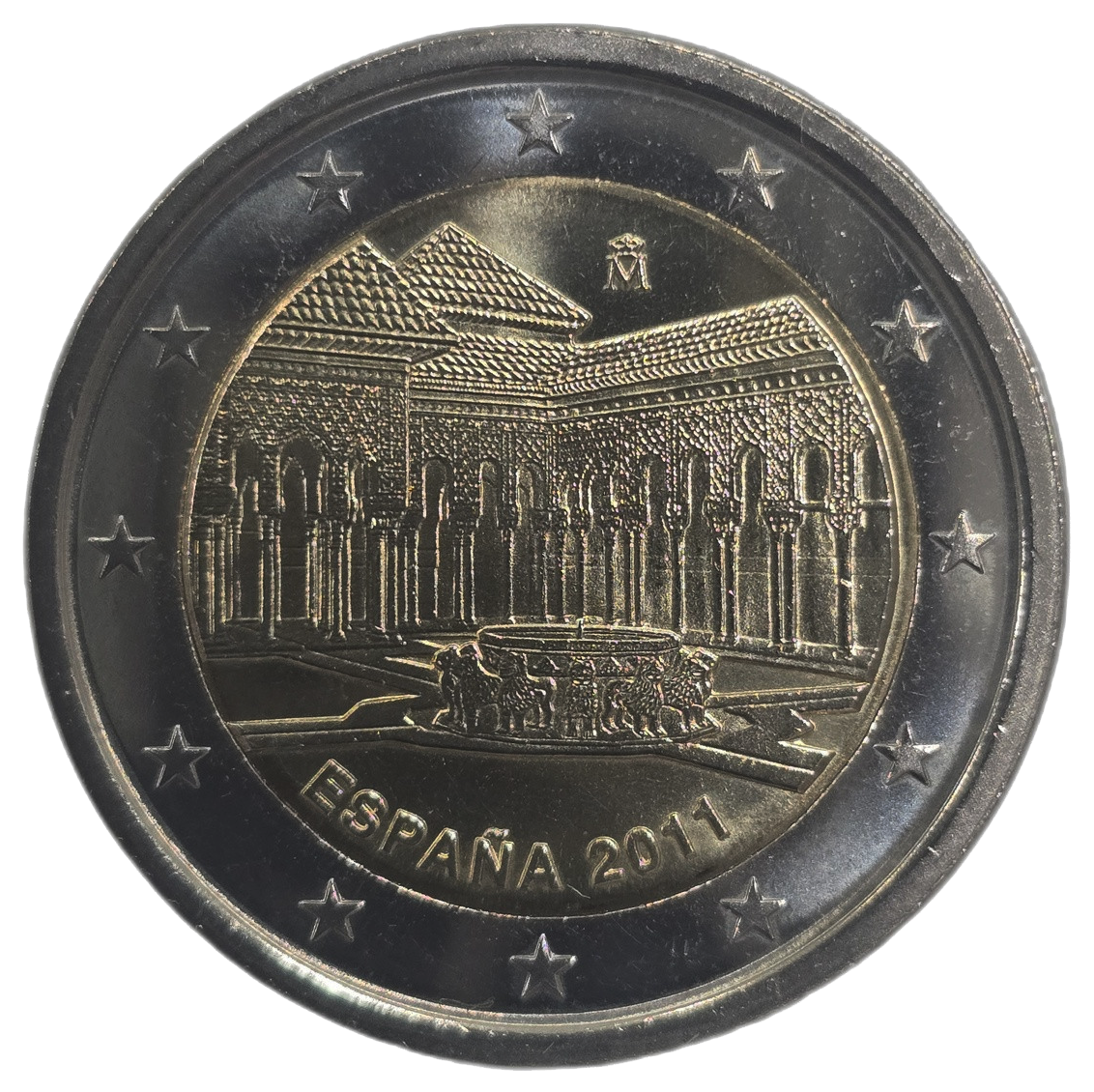 2 euros conmemorativa Patrimonio Mundial, Patio de los Leones de Granada